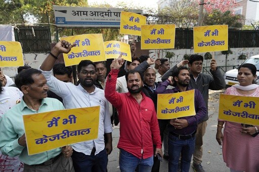 Supporters of Arrested Indian Opposition Politician Protest in New Delhi