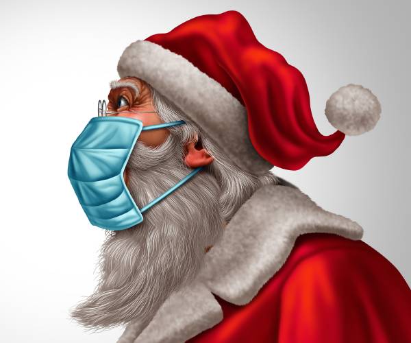 santa claus wearing a face mask