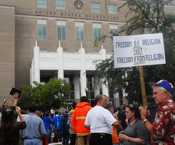 church versus state rally and or protest in a panhandle city of the sunshine state of the united states 