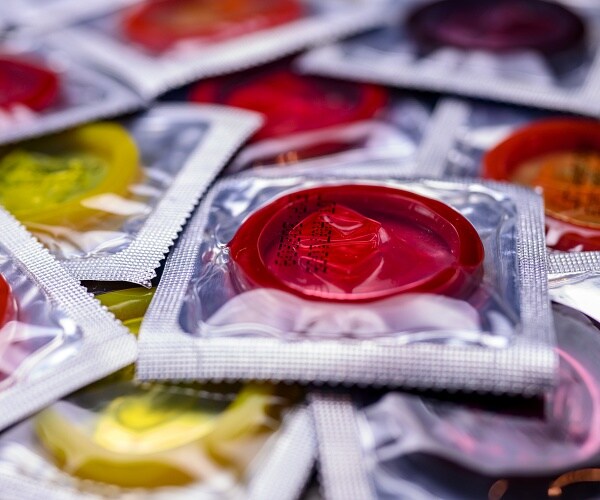 pile of colorful condoms