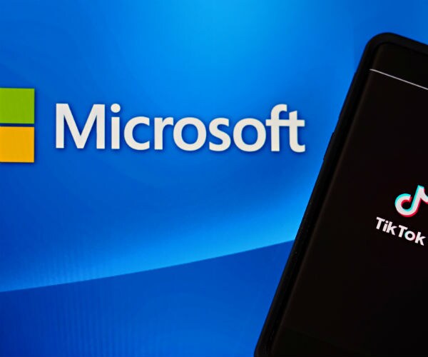 microsoft and tiktok logo are seen