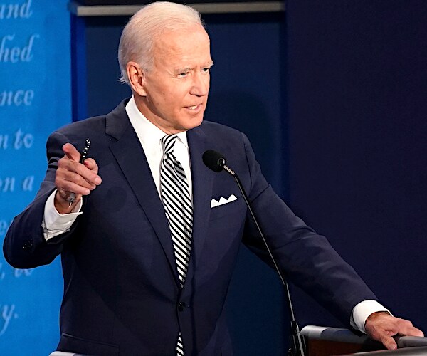 joe biden exults during a presidential debate