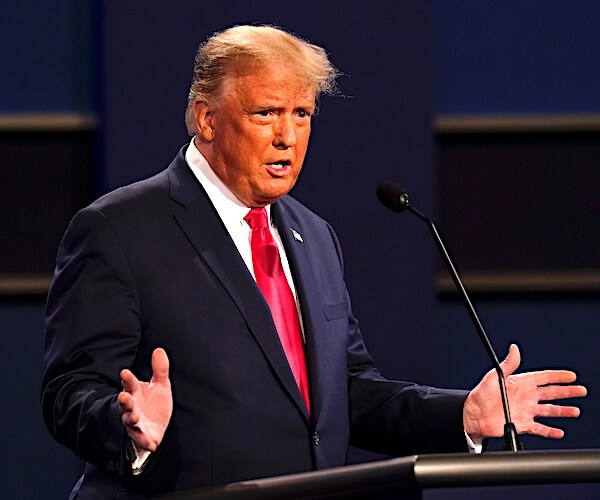 president donald trump speaks during the second and final debate