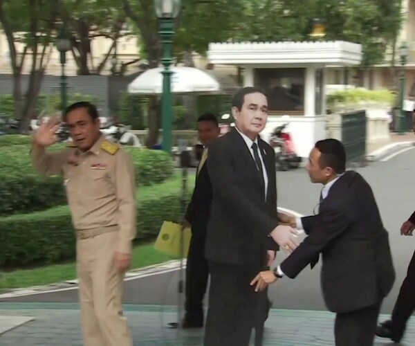 Prayuth Chan-ocha, Thai Leader, Leaves Cardboard Cutout With Reporters