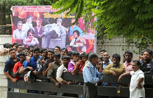 Crowds Cheer Indian Superstar Rajnikanth's Latest Film
