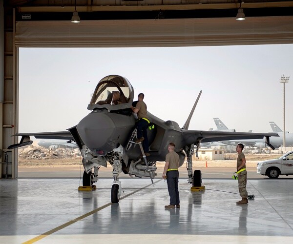 pilot and crew prepare f 35