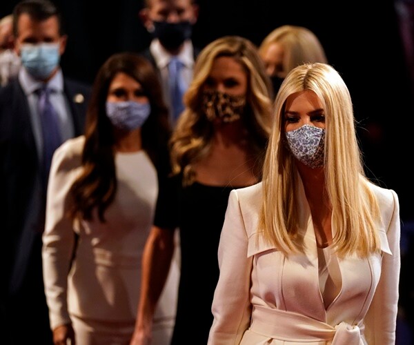 trump family members walk into debate wearing masks
