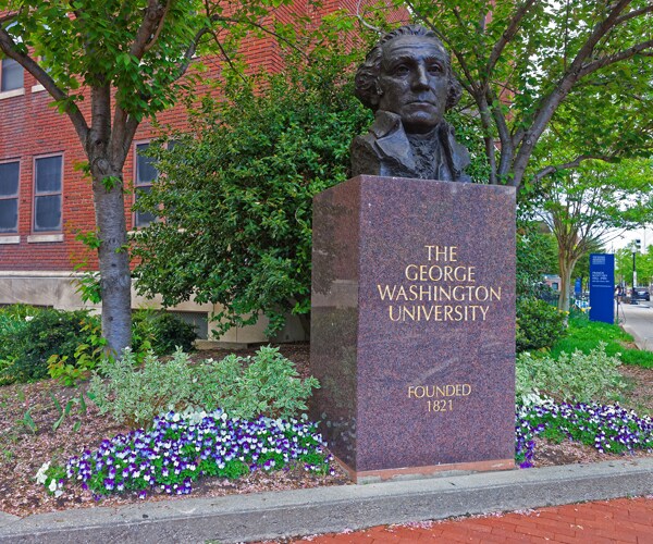 the bust of george washington at george washington university