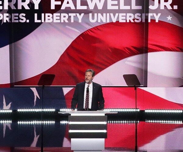 jerry falwell jr. speaks from stage