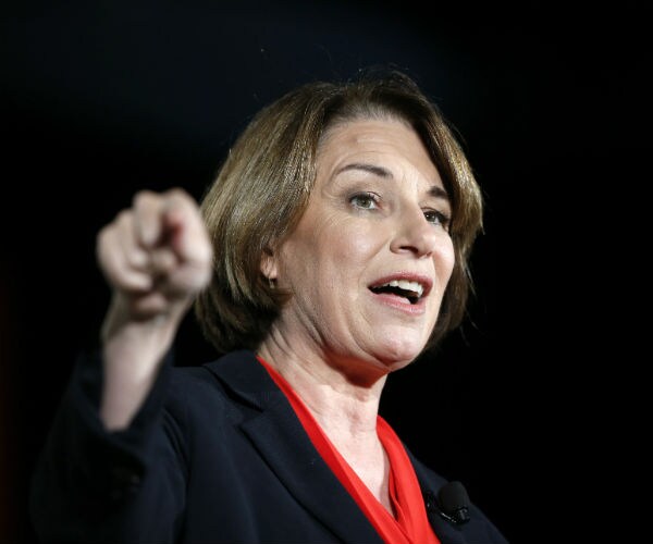 Sen. Amy Klobuchar is shown on the campaign trail.