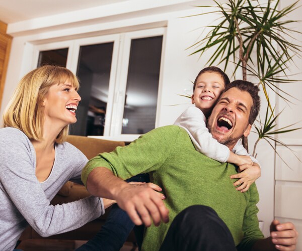 A family laughing together