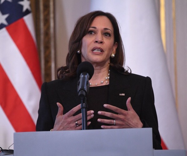 Kamala Harris speaks during a press conference
