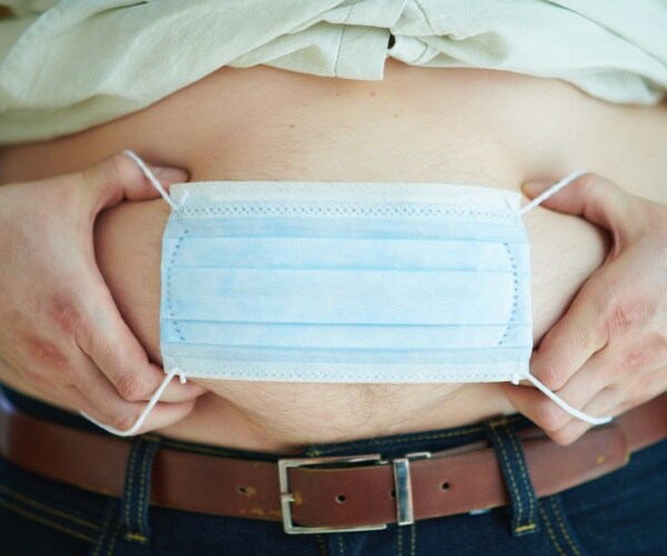 face mask covers protruding belly