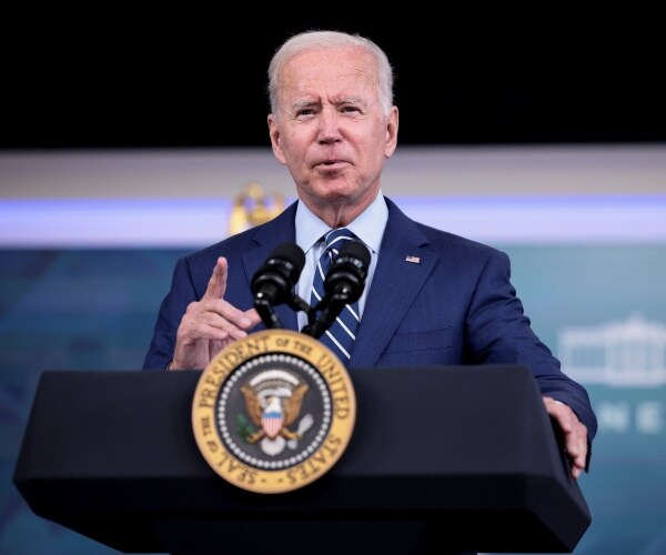 President Joe Biden delivers a speech at the White House