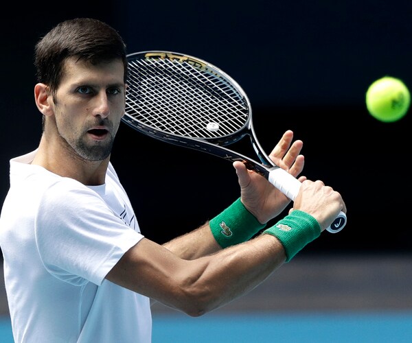 defending champion novak djokovic practices at the australian open