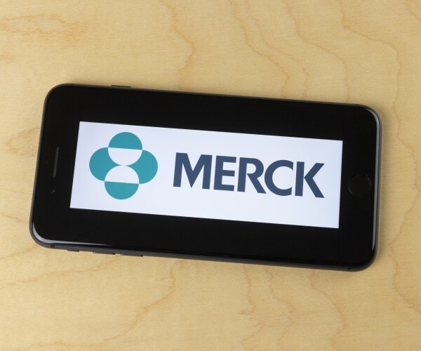 merck logo on smartphone screen