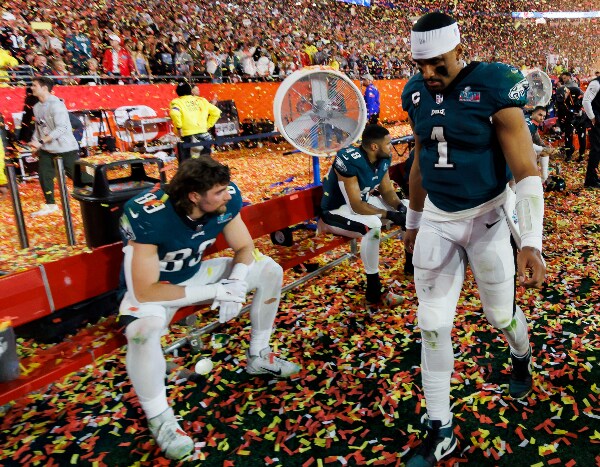 Jalen Hurts walks off the field 