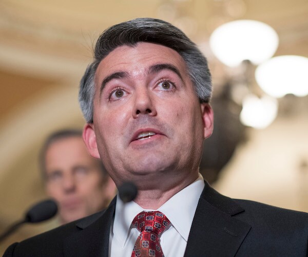 colorado republican senator cory gardner speaks to the media