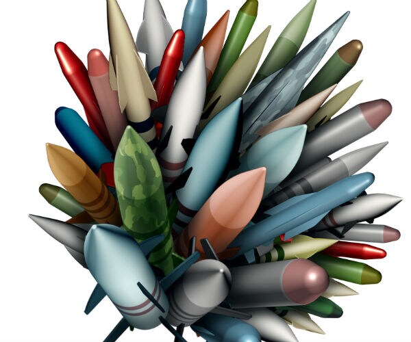 graphic shows models of weapons in different colors 