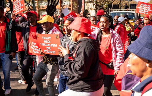 South African Workers March in Capital against Inflation