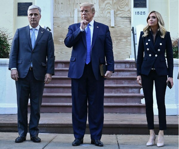 us president donald trump outside of st johns episcopal church in washington dc