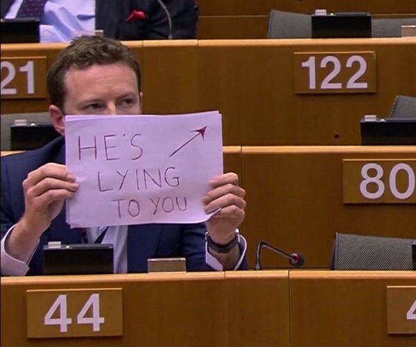 Nigel Farage Trolled With 'He's Lying to You' Sign