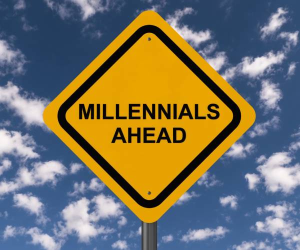 caution sign reading millenials ahead