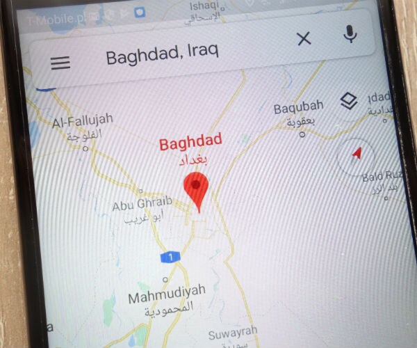 baghdad iraq pinpointed on a mobile device 