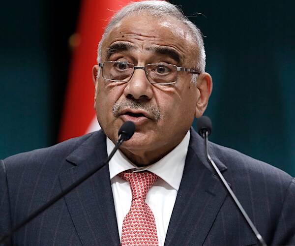 Iraqi Prime Minister Adel Abdul-Mahdi speaks to the media during a joint news conference