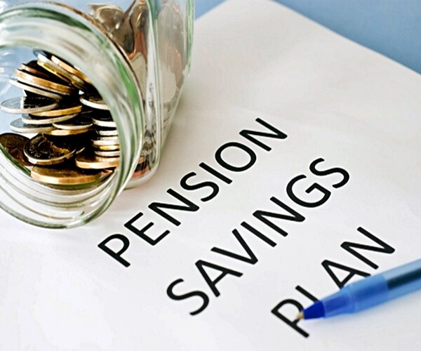 pension fund jar and coins