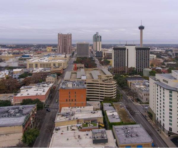 aerial view of downtown san antonio texas.