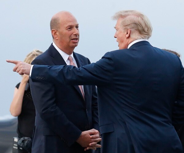 president trump speaks and points with gordon sondland