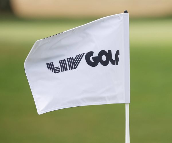 a pin flag that reads "LIV Golf"