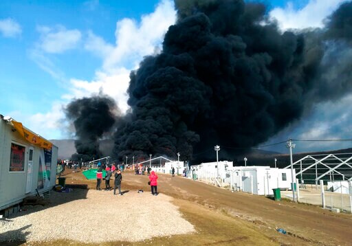 Fire Breaks out at Squalid Migrant Camp in Bosnia
