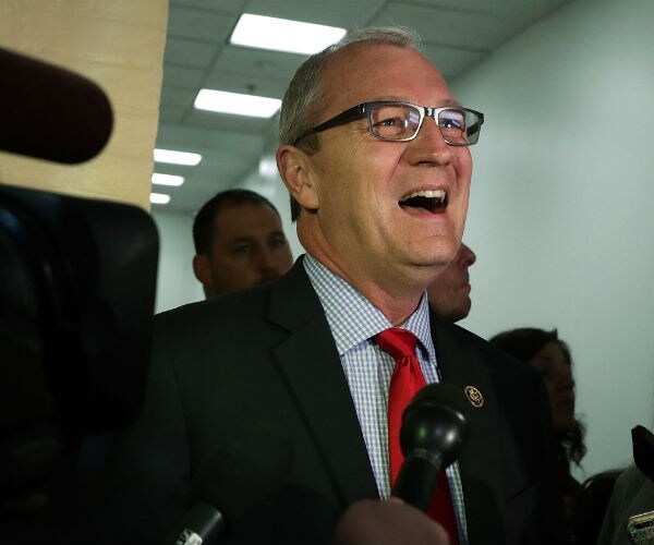 Rep. Kevin Cramer speaks to reporters