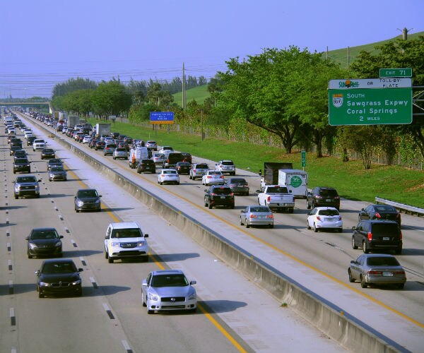 evening rush hour traffic on the florida trunpike