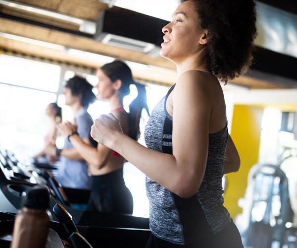 Working out in a gym