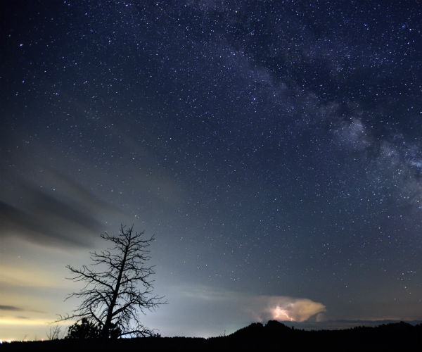 lightening sparks over a national park