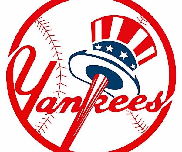 the logo for the new york yankees in red, white and blue