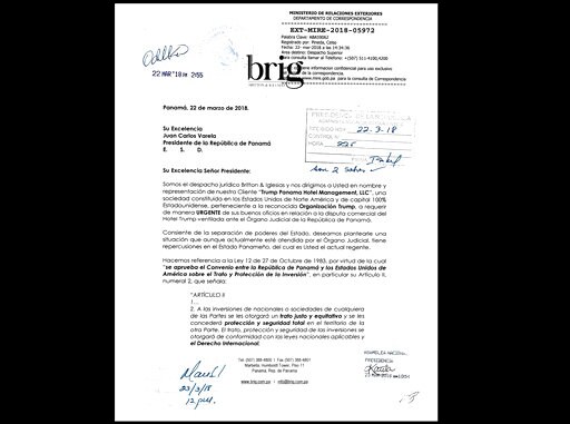 Letter to Panama's President from Trump Organization Lawyers