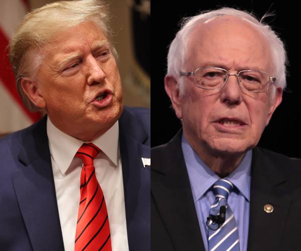 side by side pictures of trump and sanders