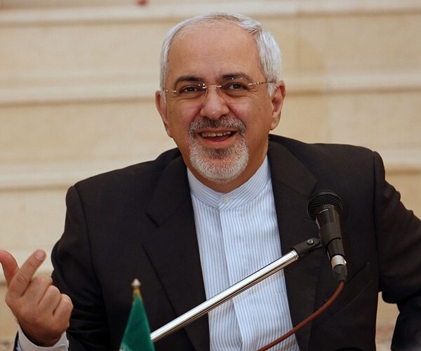 Iranian Foreign Minister Mohammed Javad Zarif speaks on a panel