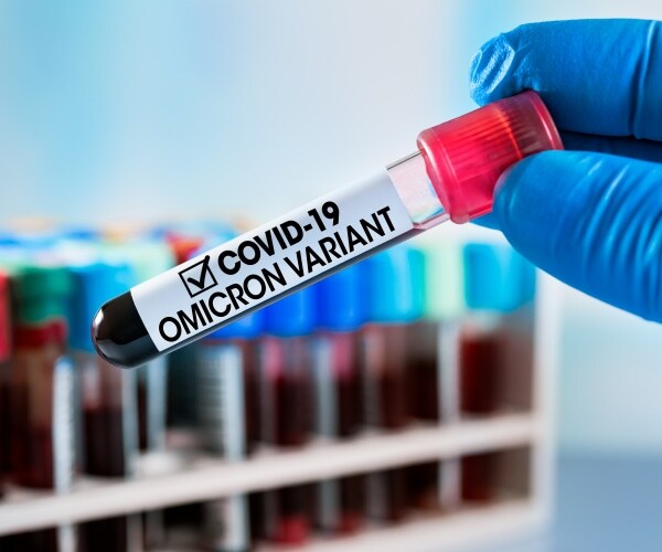 vial of blood labeled COVID-19 omicron variant