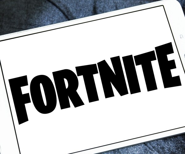 logo of fortnite game on samsung tablet.
