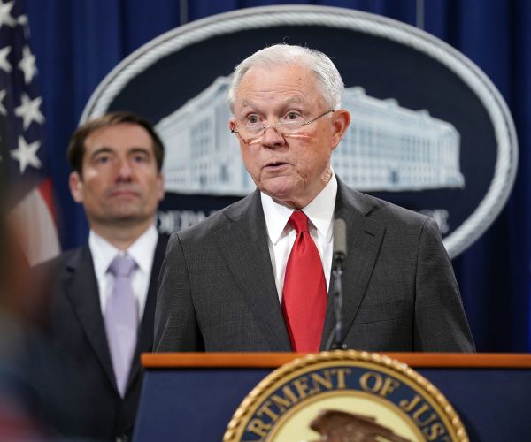 attorney general jeff sessions speaks during a news conference to announce action involving china.