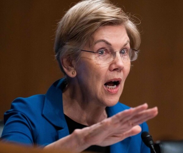 elizabeth warren in glasses gestures
