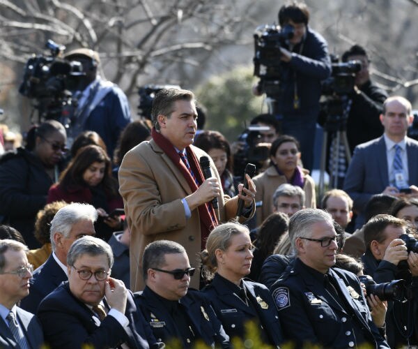 jim acosta asks president donald trump a question in the Rose Garden at the White House friday, feb. 15, 2019