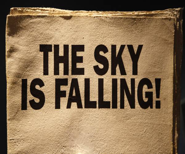 the sky is falling written on old paper
