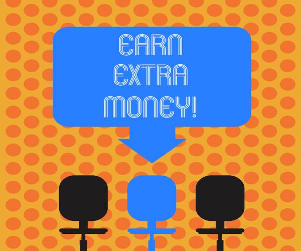 stick figures under a balloon reading earn extra money