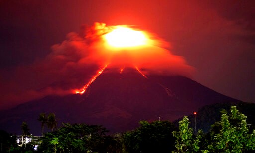 Glowing Red Lava Rolls Down Slopes of Philippine Volcano